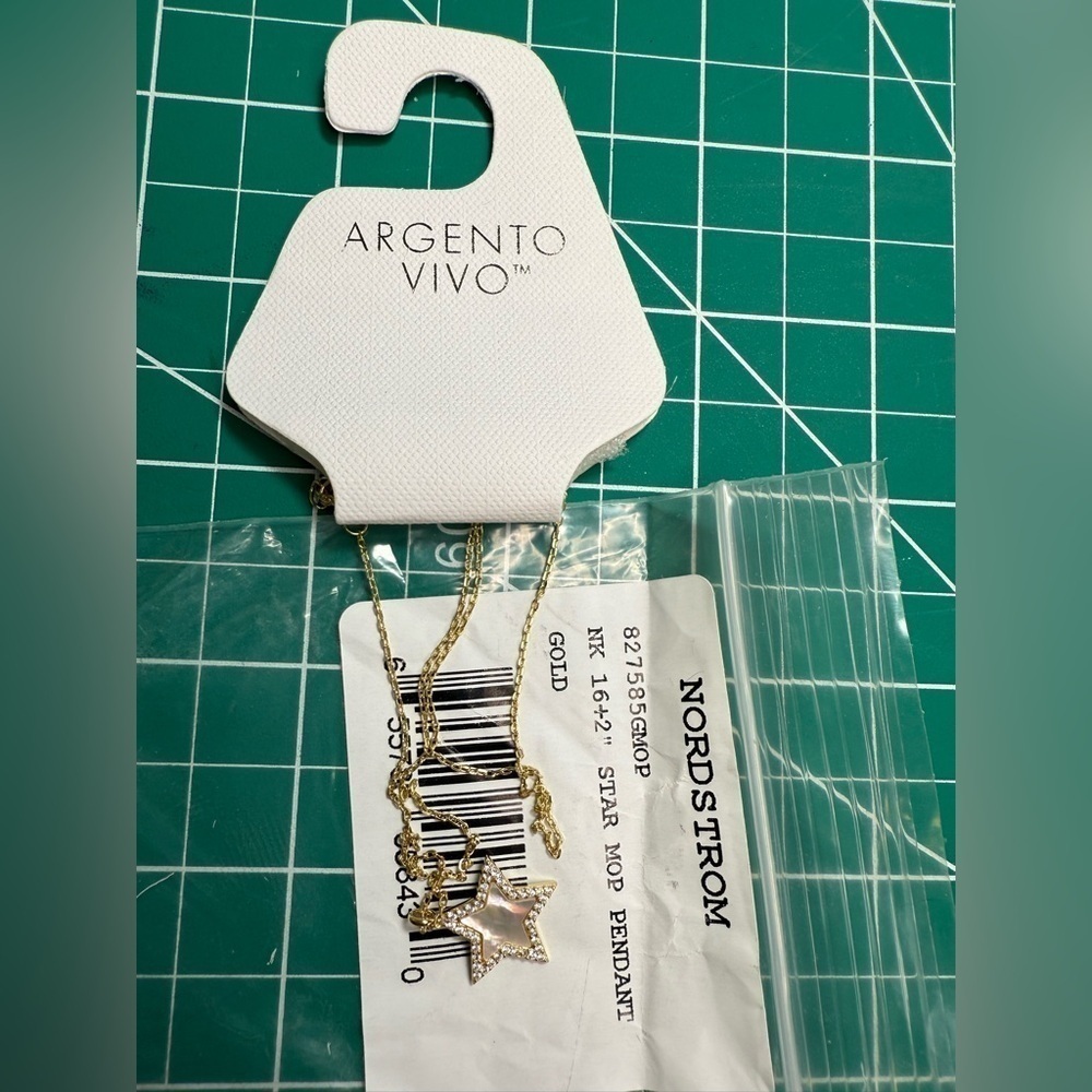 NWT Argento Vivo 18K Over Sterling Silver Star Mop Necklace - Picture 3 of 4